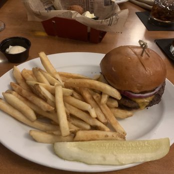 Decoys Seafood - Classic Burger/ with fries and pickle... - Seafood Near Me - Suffolk, Virginia Decoys Seafood - Classic Burger/ with fries and pickle... - Seafood Near Me - Suffolk, Virginia