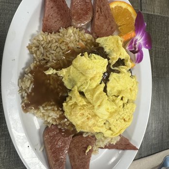 Breakfast Shack - Loco kahuna plate with scrambled eggs - has rice pilaf which was just okay - Breakfast & Brunch Near Me - Redlands, California