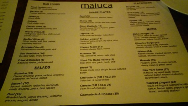 Menu photo 1 Maluca Wine Bar & Restaurant Oakville, ON Menu photo 1 Maluca Wine Bar & Restaurant Oakville, ON