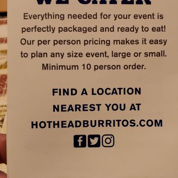 Hot Head Burritos - They cater! - Fast Food Near Me - Rushville, Indiana