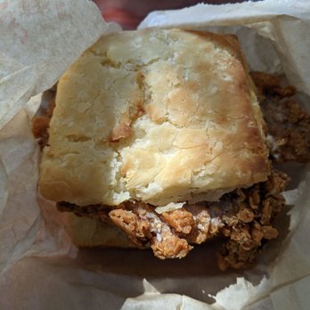 Little Ola's Biscuits - Fried chicken biscuit - already comes with honey butter - Salad Near Me - Austin, Texas