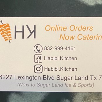 Habibi Kitchen - Business card - Middle Eastern Near Me - Sugar Land, Texas