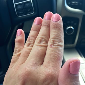 Nails Design II - This just occurred, two & a half hours after leaving, 20 mins under their dryer. A gummy, unprofessional-looking mess! - Nail Salons Near Me - Warrenton, Virginia