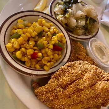 Delvin's Restaurant & Catering - Delicious catfish with corn and greens!!! - American Near Me - Amarillo, Texas