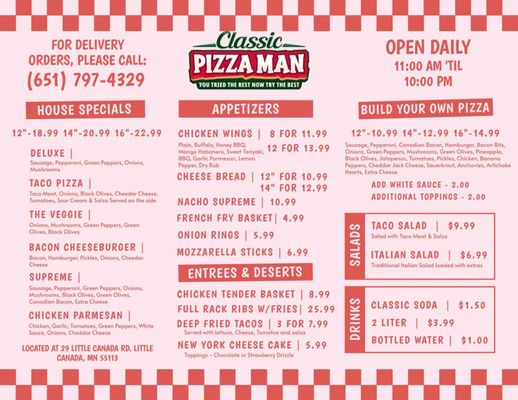 Menu photo 1 Classic Pizza Man Little Canada, MN