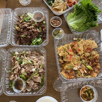 Hancook - Beef brisket with ssam, pork belly with ssam, and Seafood Pancake. All are tasty, but pricey. - Korean Near Me - Oakland, California