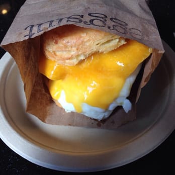 Eggslut - Sausage, cheddar, bacon and egg biscuit sandwich! - Breakfast & Brunch Near Me - Los Angeles, California