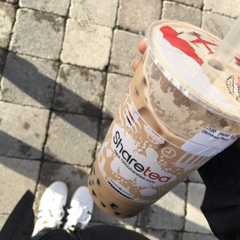 Sharetea - okinawa pearl milk tea tastes like a regular black milk tea but slightly creamier/less sweet, tiny hint of coffee taste - Bubble Tea Near Me - Santa Ana, California