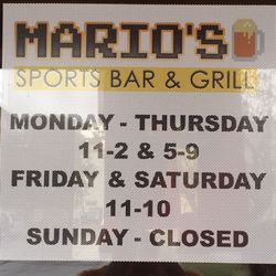Mario's Sports Bar & Grill - Hours