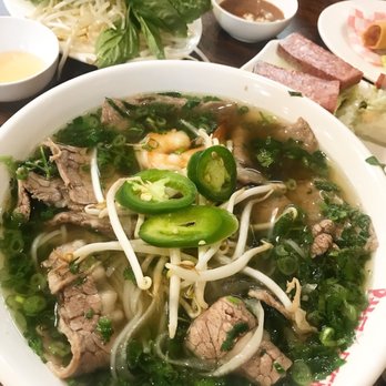 Pho Ever - Gardena - Well done brisket pho & nem nuong in the background - Vietnamese Near Me - Gardena, California