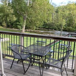 Waters Edge - Back deck dining is awesome.