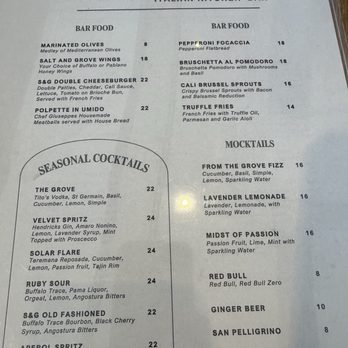 Salt & Grove - Menu - Bars Near Me - Long Beach, California Salt & Grove - Menu - Bars Near Me - Long Beach, California