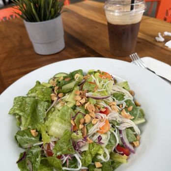 Park Social - Rice noodle salad with vinaigrette dressing and coconut cold brew - Bars Near Me - San Diego, California