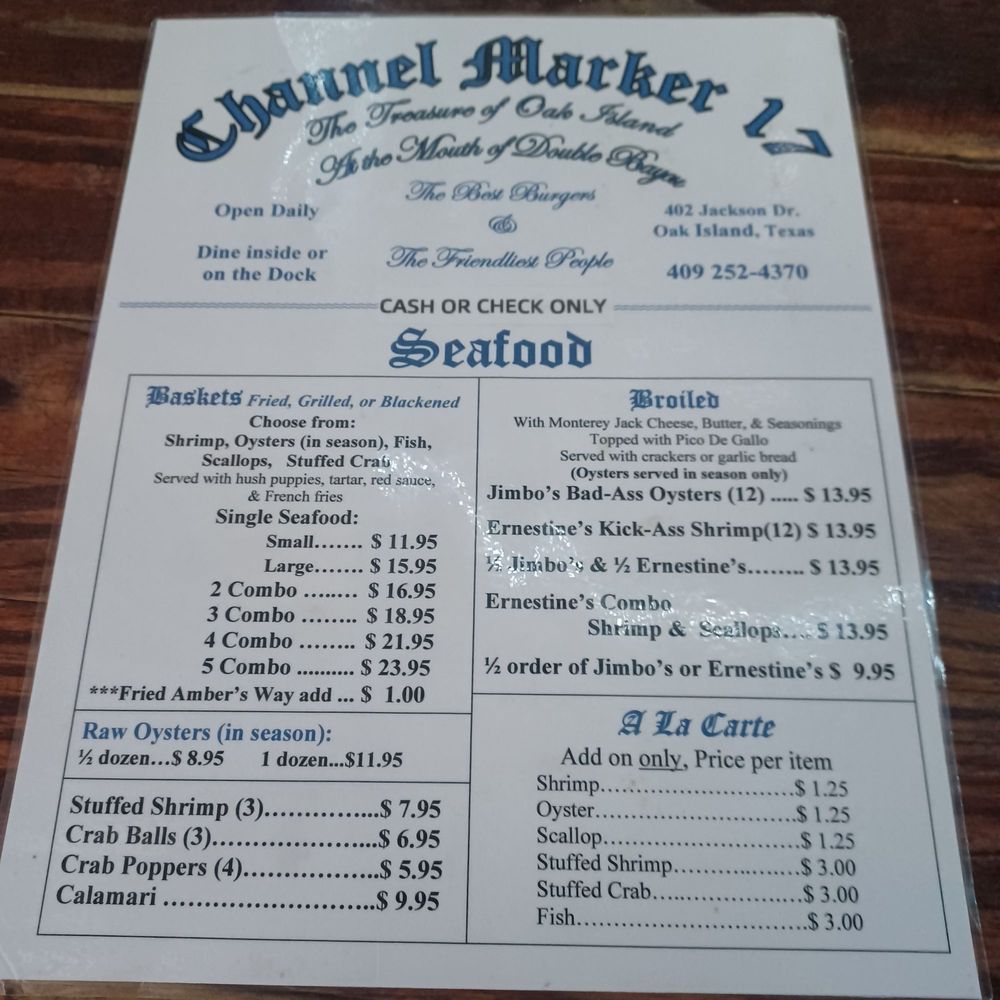Channel Marker 17 - Menu - Seafood Near Me - Anahuac, Texas Channel Marker 17 - Menu - Seafood Near Me - Anahuac, Texas
