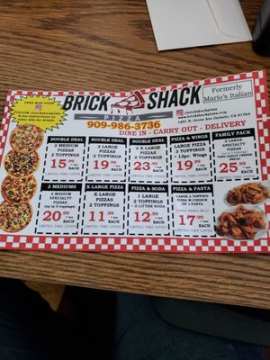 Menu photo 7 Brick Shack Pizza Ontario, CA