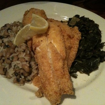 Olde Magoun's Saloon - Pan fried catfish, blackeyed peas and collard greens! - Irish Near Me - Somerville, Massachusetts