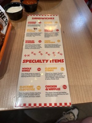 Menu photo 2 Cluckers Reno, NV