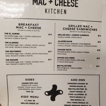 San Jose Mac N Cheese Kitchen - Menu - Pasta Shops Near Me - San Jose, California