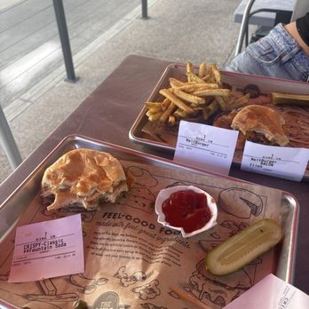 The Melt - Outdoor seating area!! CLASSIC CRISPY CHICKEN MELTBURGER - Sandwiches Near Me - Phoenix, Arizona