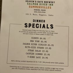 Summervilles Steakhouse - Steak specials