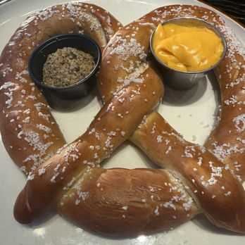Baron Long Bar & Grill - Hot pretzel with cheese and mustard was huge and very good... - Burgers Near Me - Alpine, California