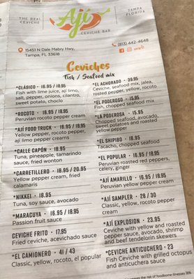 Menu photo 8 Aji Ceviche Bar Tampa, FL