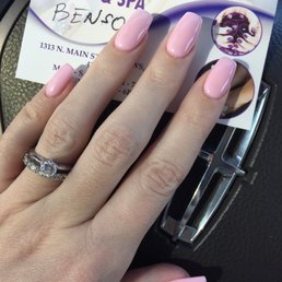 Nails by Benson. Color- Ballet pink. Shape is coffin. Nails by Benson. Color- Ballet pink. Shape is coffin.