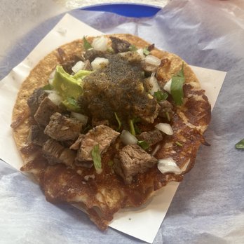 The Taco Stand - Carne Asada Volcan (tostada) - Food Stands Near Me - La Jolla, California The Taco Stand - Carne Asada Volcan (tostada) - Food Stands Near Me - La Jolla, California