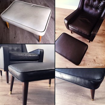 Gamino Decor - This is what a perfect re-upholstery job looks like on a grey ottoman. - Furniture Reupholstery Near Me - Burbank, California