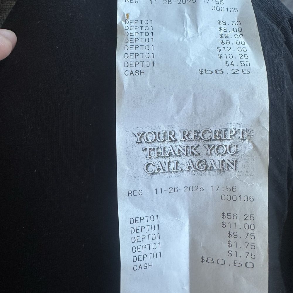 Receipt where I was over charged Receipt where I was over charged