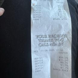 Receipt where I was over charged