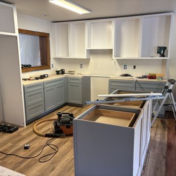 Golden Cabinets & Stone - End of day 1, island and uppers installed. - Building Supplies Near Me - Honolulu, Hawaii