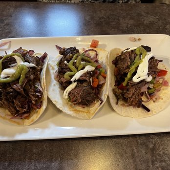 One Eyed Jack Pub & Grill - three tacos on a plate - Sports Bars Near Me - Oshawa, Ontario