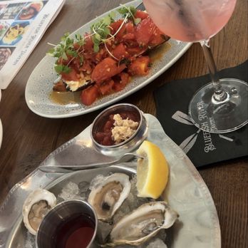 Bluefish River Tavern - raw duxbury oysters & WHIPPED BURRATA BRUSCHETTA - Seafood Near Me - Duxbury, Massachusetts Bluefish River Tavern - raw duxbury oysters & WHIPPED BURRATA BRUSCHETTA - Seafood Near Me - Duxbury, Massachusetts
