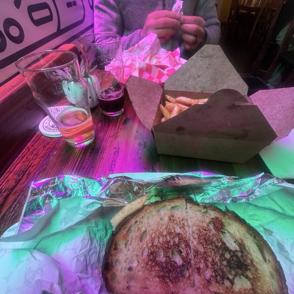 Noble Experiment Brewing Company - Low quality photo of high quality food. Apple Brie grilled cheese, fries, and a smash burger. - Breweries Near Me - West Nyack, New York Noble Experiment Brewing Company - Low quality photo of high quality food. Apple Brie grilled cheese, fries, and a smash burger. - Breweries Near Me - West Nyack, New York
