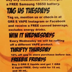 GR8 E VAPE - DAILY DEALS, don't miss out on our GR8 DEALS!