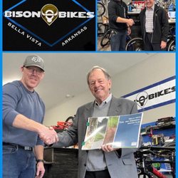 Bison Bikes - Former Mayor Christie and Mayor Flynn welcoming us to Bella Vista