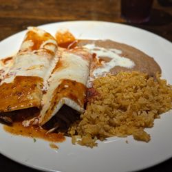 Don Juan's - Shredded beef burritos, rice and beans