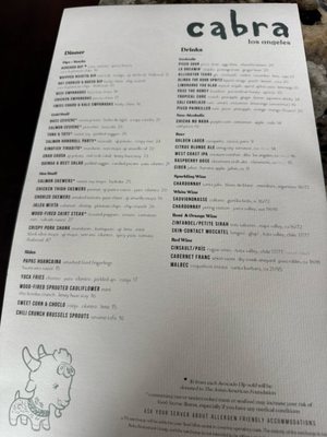 Menu photo 2 Cabra Los Angeles, CA