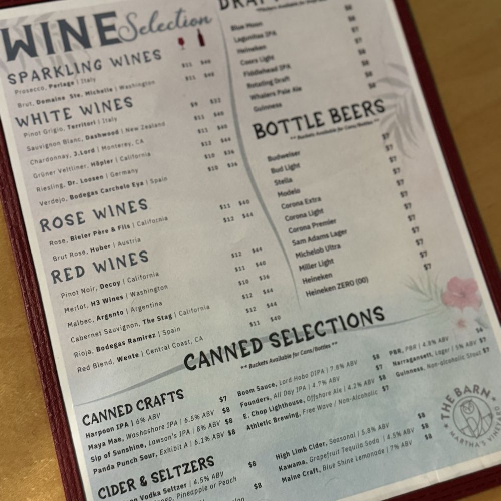 Wine and beer menu Wine and beer menu