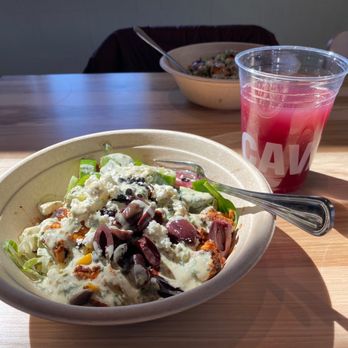 CAVA - Build your own bowl and blueberry lavender drink. - Salad Near Me - Asheville, North Carolina