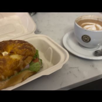 Leon Coffee House - Ham bagel and Nutella Latte - Coffee & Tea Near Me - Seattle, Washington