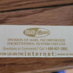 Mama Ann Gifts And Goodies - On the side of the President Clinton M&M's, "Look for us on the INTERNET (in bold)" as it was very new in mid-90's.