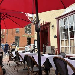 View from our table to front door