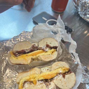Gables Bagels - everything with bacon egg and cheese - Bagels Near Me - Bloomington, Indiana