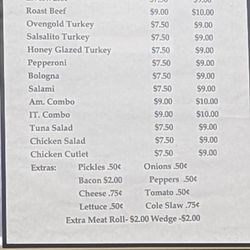 Larchmont Mini Mart - Sandwich menu