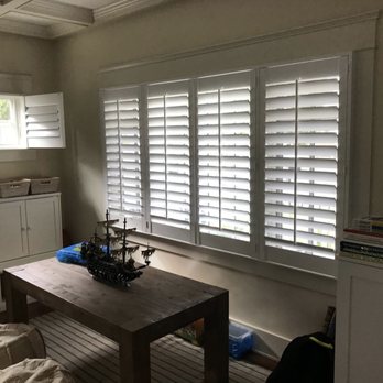 Annterior Design - Wood shutters to blend in with existing molding. - Shades & Blinds Near Me Annterior Design - Wood shutters to blend in with existing molding. - Shades & Blinds Near Me