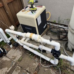 Drew Pools - Before picture of a customer's equipment pad
