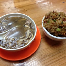 Small bowl of snake soup ($38 HKD) and stir-fly sticky rice ($15 HKD)
