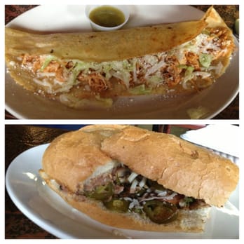 El Quetzal - Pollo Machin (Corn tortilla chicken quesadilla) and the mushroom Tortas Gigantes sandwich. - Mexican Near Me - Seattle, Washington El Quetzal - Pollo Machin (Corn tortilla chicken quesadilla) and the mushroom Tortas Gigantes sandwich. - Mexican Near Me - Seattle, Washington